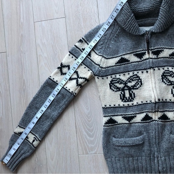 Aritzia TNA Sea To Sky Lambswool Chunky Knit Zip Sweater Medium Nordic Fair Isle - Picture 7 of 14